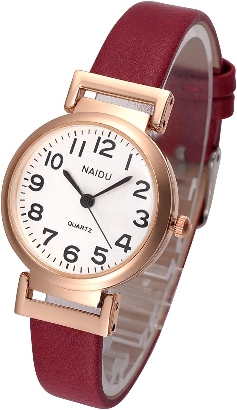 230816063152068_1 Top Plaza Womens Ladies Classic Simple Leather Analog Wrist Watch Rose Gold Case Arabic Numerals Casual Dress Quartz Watches,Small Dial - Image 1